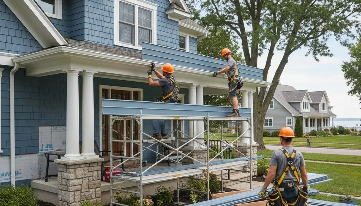Vinyl siding installation by Buffalo, NY siding contractor for residential exterior homes