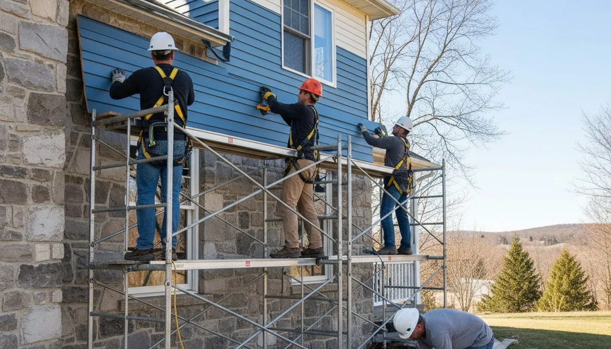 Vinyl siding installation in Buffalo, NY for a residential home exterior improvement project